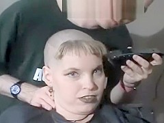 woman shaves bald