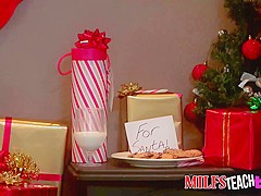 Hot babes Alexis Fawx and Sophia Leone ride Santas candy cane