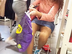 fr's sexy legs upskirt in pantyhose shoe shop