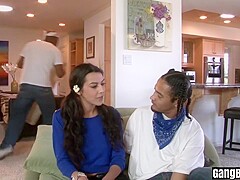 Skinny Latina Teen 18+ Pleases A Bunch Of Big Black Cocks