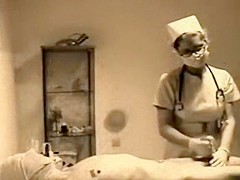 Vintage masked nurse handjob