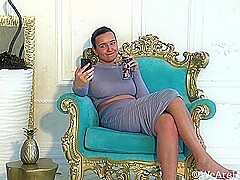 Ramira Strips Naked On Her Blue Golden Chair