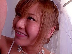 Japanese Teen Bride give Blowjob before soapy slide Orgasm in uncensored JAV after Wedding