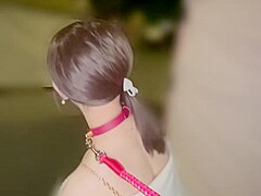 人前で恥ずかしがるJDに首輪をつけて公園でお散歩させてみました