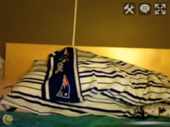 Darksome Haired Legal Age Teenager Masturbates With A Hairbrush On Her Sofa