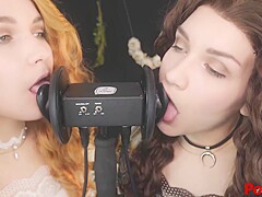 Kittyklaw Asmr - Patreon Asmr Twin Witches - Ear Licking - Mouth Sound