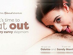 Odette C. - Curvy Stepmom Odette Gets Her Hairy Pussy And Big Ass Licked By Her Stepdaughter Sandy M