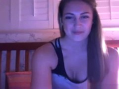 Hot busty brunette girl has cybersex with her bf and masturbates