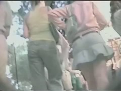 Short skirt and white thong on upskirt video in public place