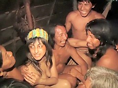 [ENF] TV Reporter has to get naked for amazon tribe report