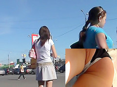 Sanitary towel in upskirt movie