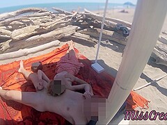 Miss Creamy In Exhibitionist Teacher Outdoor Amateur Milf Handjob Big Cock On Nudity Beach Public In