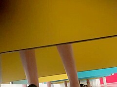 Teen girl changing in pool cabin