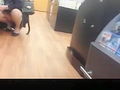 Mature woman no panties at store