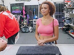 Curvy Black Pawnshop Beauty Fucked In Shop After Clitru