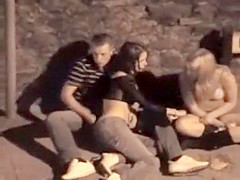 Voyeur sees a guy fingering a drunk girl