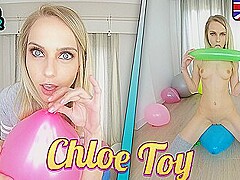 Balloon Popping - Cute Teen Nude Solo With Chloe Toy