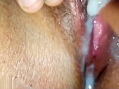 VIRGIN PUSSY DISCHARGE LOT OF CREAM  CLIT RUBBING BY MILK