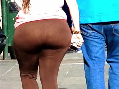 Fat ass BBW see through thong spandex