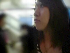 Cute Japanese brunette with small boobies rides on a hard cock