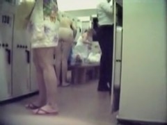 Women getting dressed and undressed in the pool change room