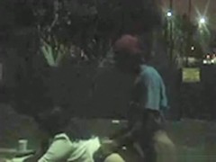 Black guy fucks a white girl in the park and gets a visit from the park guard