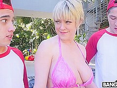 Who Is Up To Bat: Milf Cougar Has Threesome With Two Young Boys