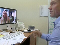 Skype call turns into a hardcore fucking with blonde MILF