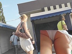 Golden-Haired beauty upskirt footage