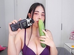 Asmr Wan - Scrathing, Tapping On My Body At Last - Cucumber Licking