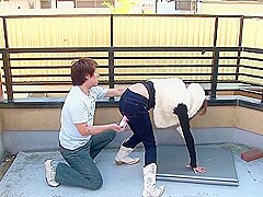 Young Shy Asian Gets A Hole In Her Jeans And Gets Toyed With Pink Dildo