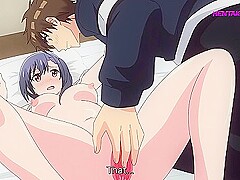 Cheating anime roommate rides hard before BF comes home