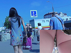 Sexy upskirt thong panties filmed by naughty coon