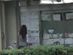Hot office worker bending over and showing street candid ass