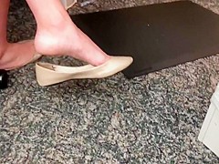 Incredible Barefoot Dangling of cute coworker AWESOME