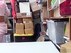 Tiny teen shoplifter Kat Arina gets a facial