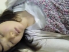 Man sliding dick over sleeping Asian chicks mouth lips nrh003 00
