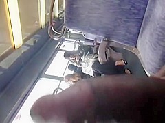 Public cock flashing and masturbating at two girls on the train