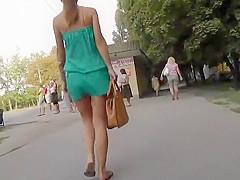 Loose wet panties seen in an upskirt