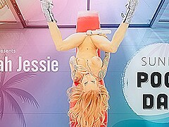 Sarah Jessie In Sunny Pool Day - Redhead Big Tits Riding Toy
