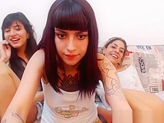 Brunette lesbian girls naked on the bed