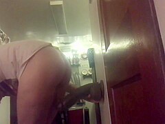 Juggling On A Monster Big Black Cock Fake Penis!