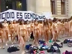 Nude  women protest in Argentina -colour version