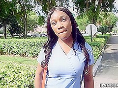 Hot Ebony Nurse Fucked On The Bus With Mercedes