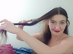 Some Like It Long / Gypsy Dolores Sensual Applying Argan Oil On Long Hair