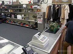 Curvy blonde lady drilled by pawn dude in the backroom