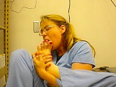 Real Nurse Sucks Toes In Hospital Closet