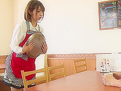 Japanese waitress is sucking customer's cock