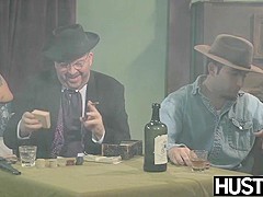 Wild West lesbian Ryan Ryans forms 69 on bar counter