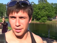 Albina in cute gal with lovely face in outdoor sex video